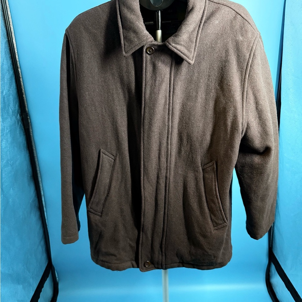 Men's NAUTICA Winter Brown Heavyweight Wool Double Zip Lined Jacket Coat Medium